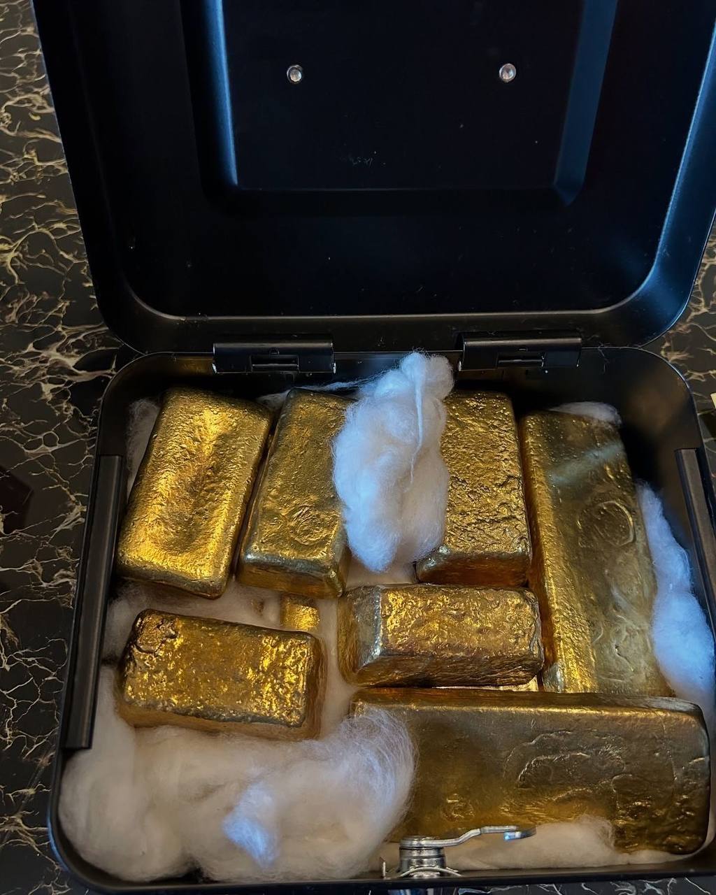 Vaulted gold bars in secure case